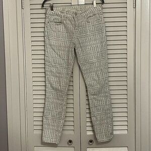 Anthropologie Pilcro and the Letterpress print skinny jeans stet 28 white cream
